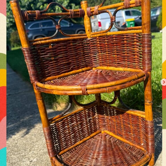 🍃🍃Small Rattan Bamboo 2 Tier Shelf🍃🍃 - Picture 5 of 5